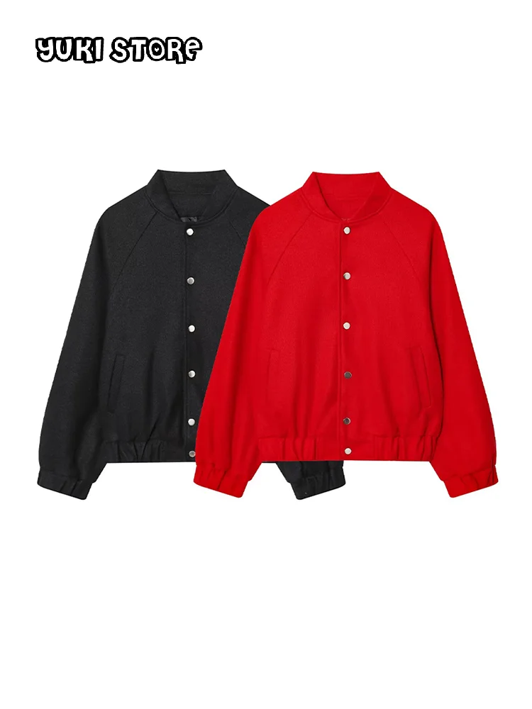 

Fashion Solid Single Breasted Jackets Women Loose O-neck Long Sleeve Pockets Female Coats 2025 Autumn Lady All-match Outwear