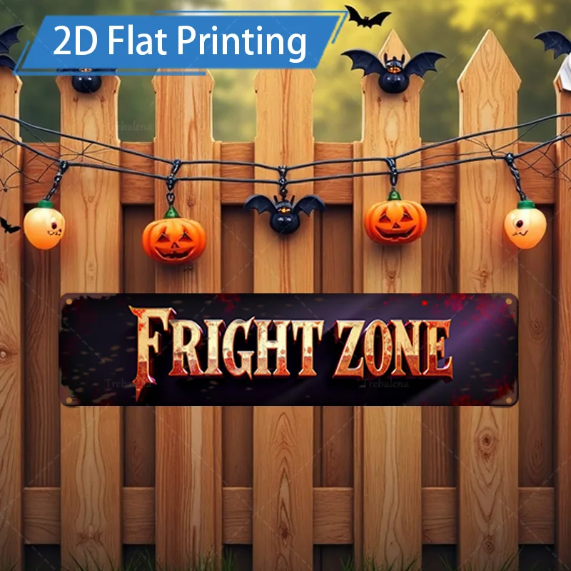 

1 шт. 8x12 дюймов металлический знак Хэллоуин знак зоны боя - 2D плоская печать для жуткого декора
