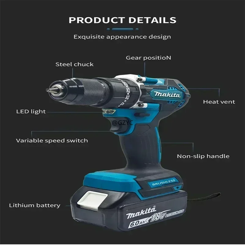Makita 18V LXT® Lithium-Ion DDF487 13mm Compact Brushless Cordless 1/2