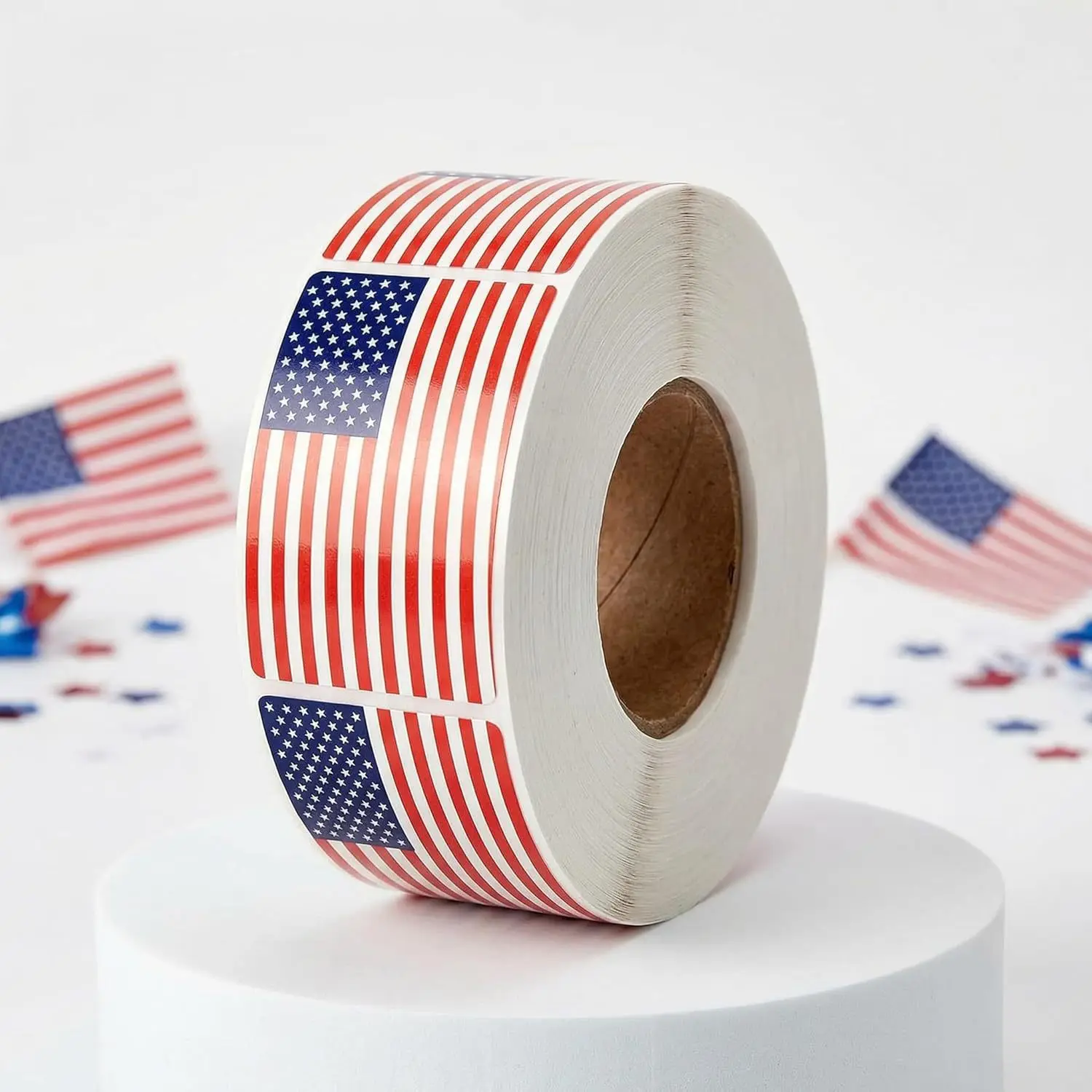 250 Stickers/Roll American Flag Roll Sticker Rectangular Blue Star Flag Self-Adhesive Face Car Decoration Sticker