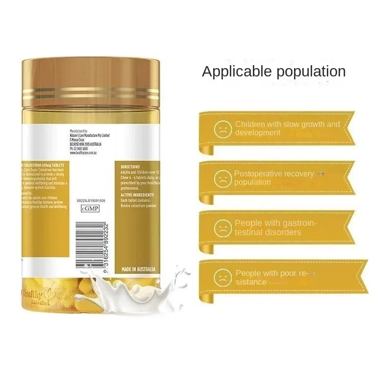 Comprimés de colostrum bovin à mâcher, Australie, soins de santé, 200 comprimés de calcium, HC