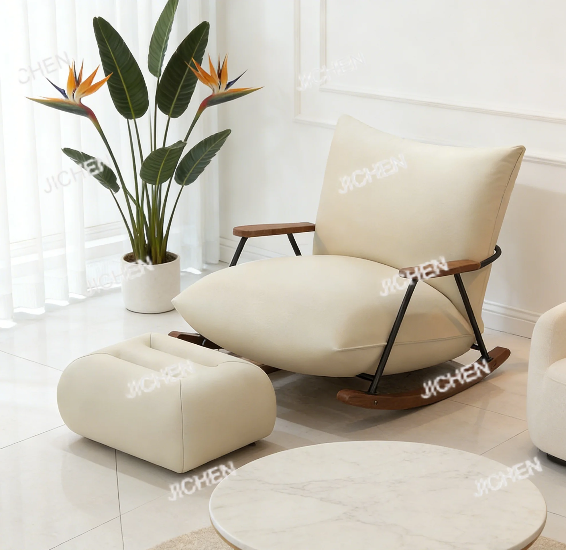 

Ультракомфортное кресло-качалка с высокоэластичной губчатой набивкой, устойчивой рамой и подставкой для ног для балкона и отдыха