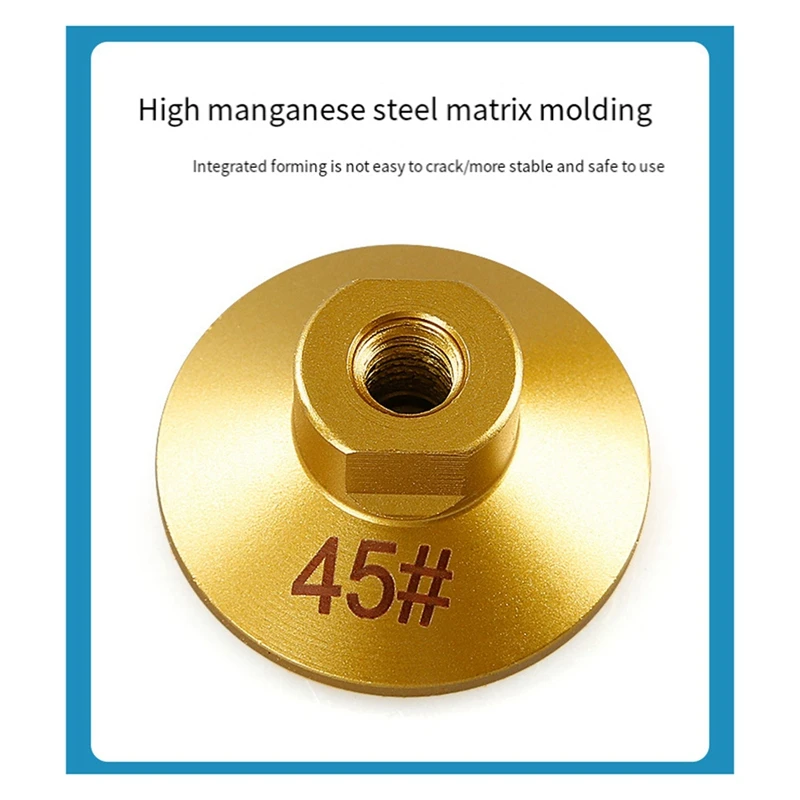 2 PCS 60 M10 Brazed Flat Grinding Head Gold Diamond Abrasive Polishing Stone Marble Quartz Cobblestone Grind