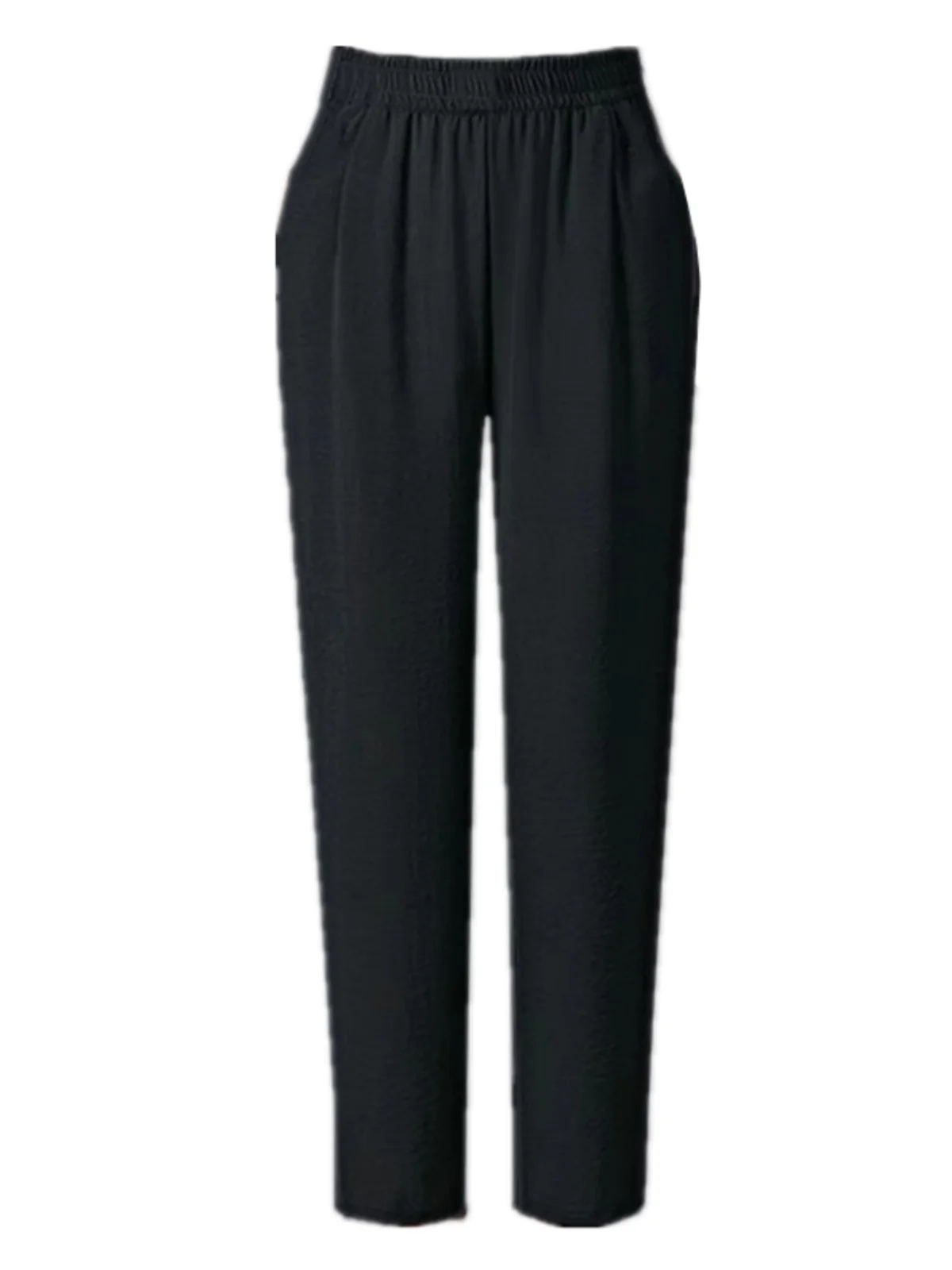 กางเกงขายาวผ้าไหมเย็นสบายสไตล์ลำลองสำหรับฤดูร้อนของคุณแม่ ทรงฮาเร็มเอวสูง ความยาวเก้าส่วน ดีไซน์ดั้งเดิม เสื้อผ้าผู้หญิง