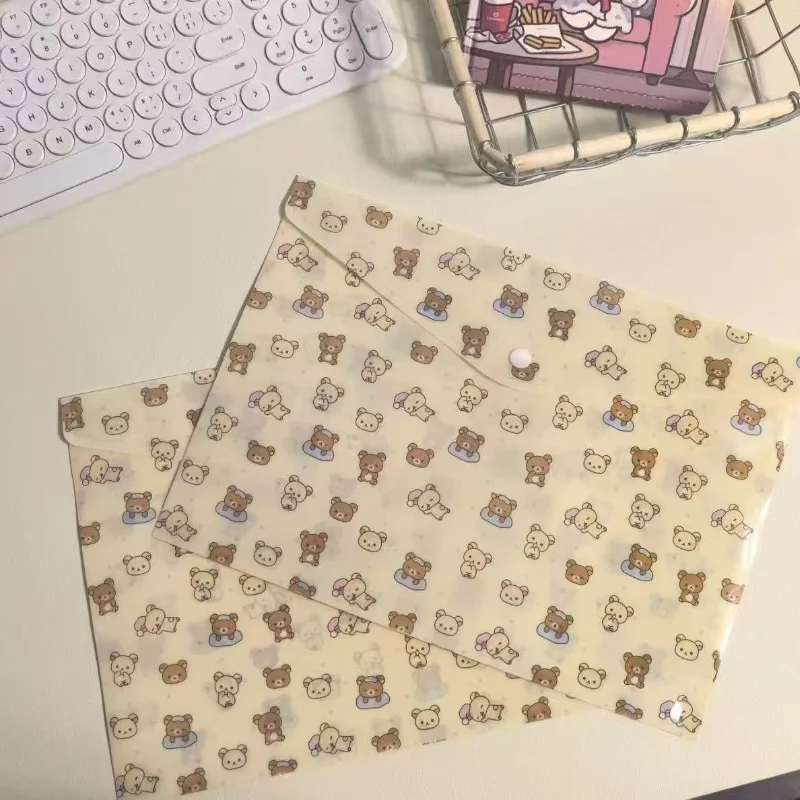 Rilakkuma A4 مجلد الكرتون مقاوم للماء أوراق الاختبار كيس التخزين سعة كبيرة القرطاسية حقيبة التخزين طالب اللوازم المكتبية #2
