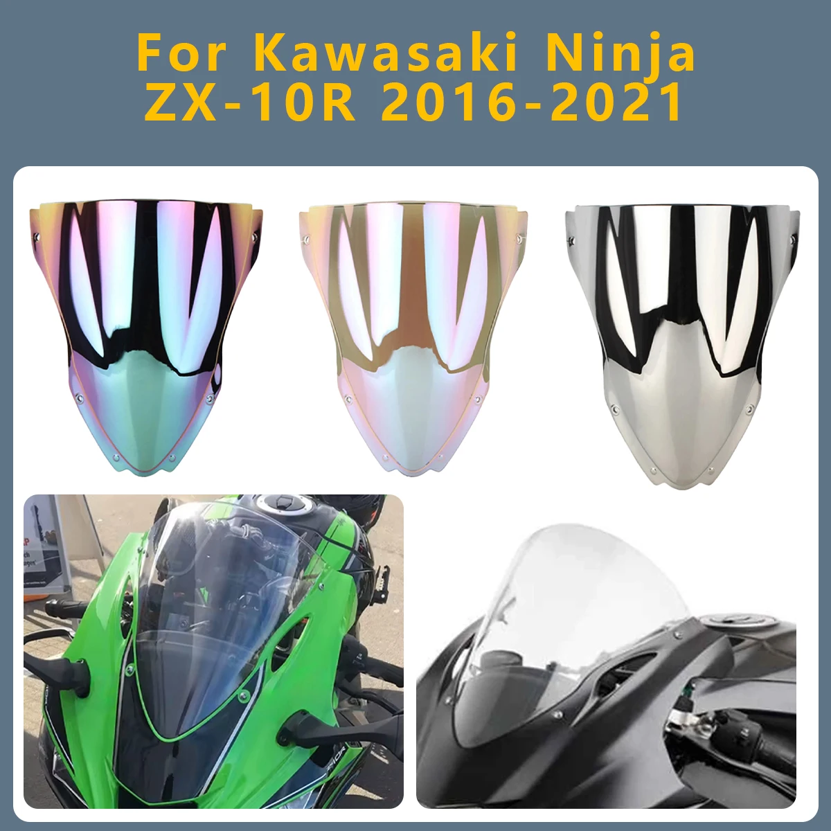 

Motorcycle Double Bubble Windshield Deflector Protector WindScreen For Kawasaki Ninja ZX10R 2021 2016-2020 ZX 10R ZX-10R 10 R