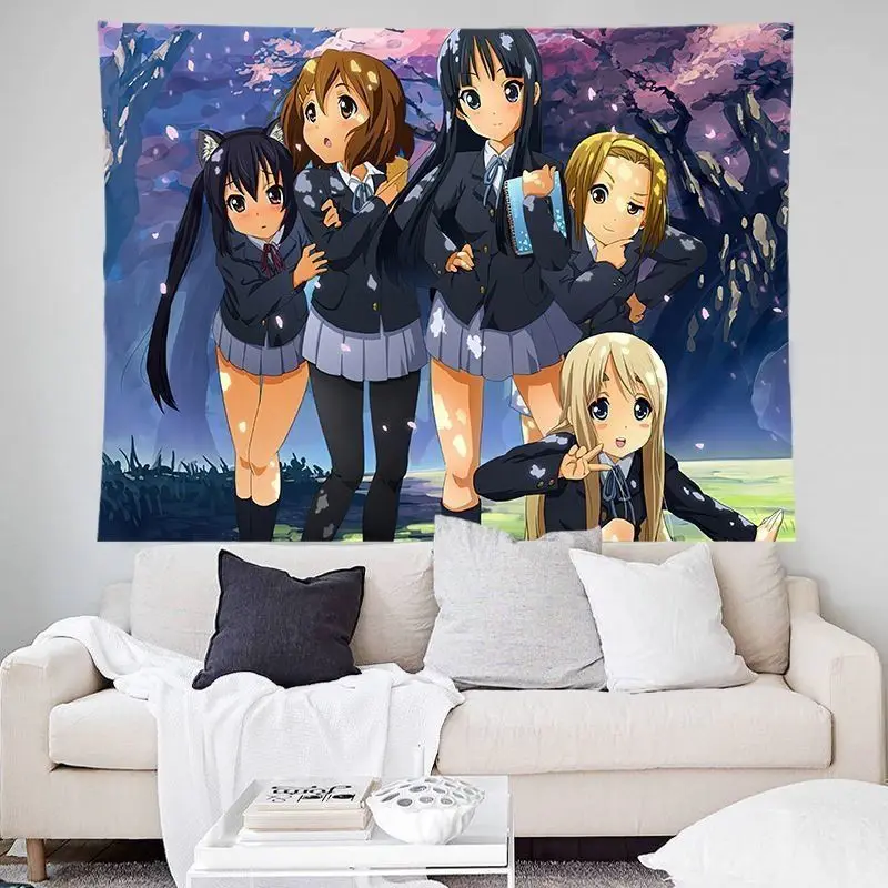 VIKAMA Anime Light Sound Girl After School Tea Party Tapestry, Kawaii Wall Hanging, Aesthetic Bedroom Dorm Decor