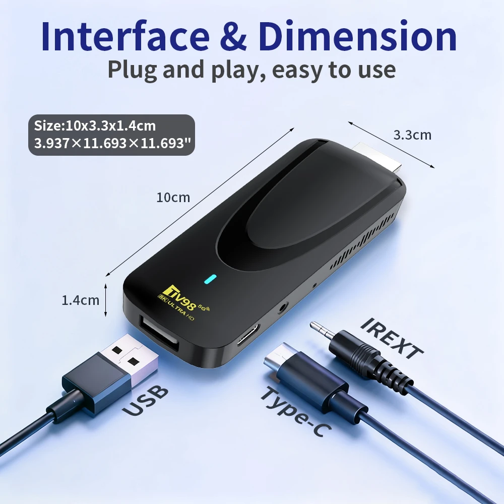 TV Stick HD 8K 4K 1080P Rockchip RK3518 WiFi 5G 4G TV98 Android 14 BT5 Voice Remote 8GB 128GB Smart Streaming Media Player IPTV view 6