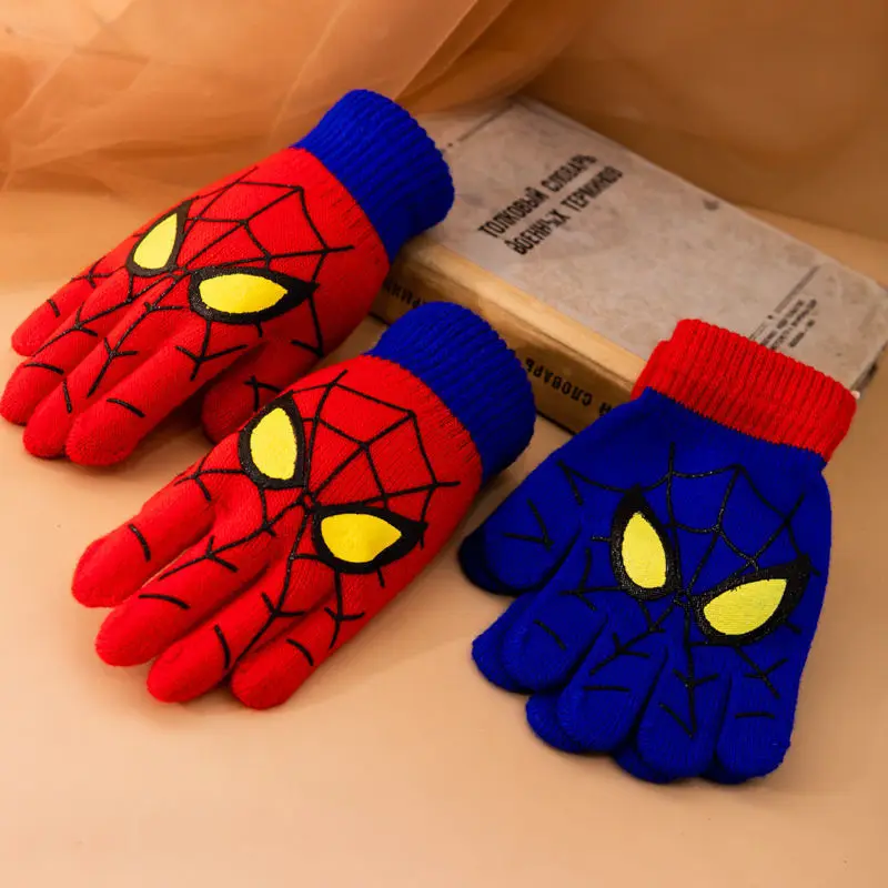 

Marvel Spiderman Gloves Cute Anime Autumn Winter Boys Girls Warm Gloves Children's Role-playing Props Child Holiday Gifts