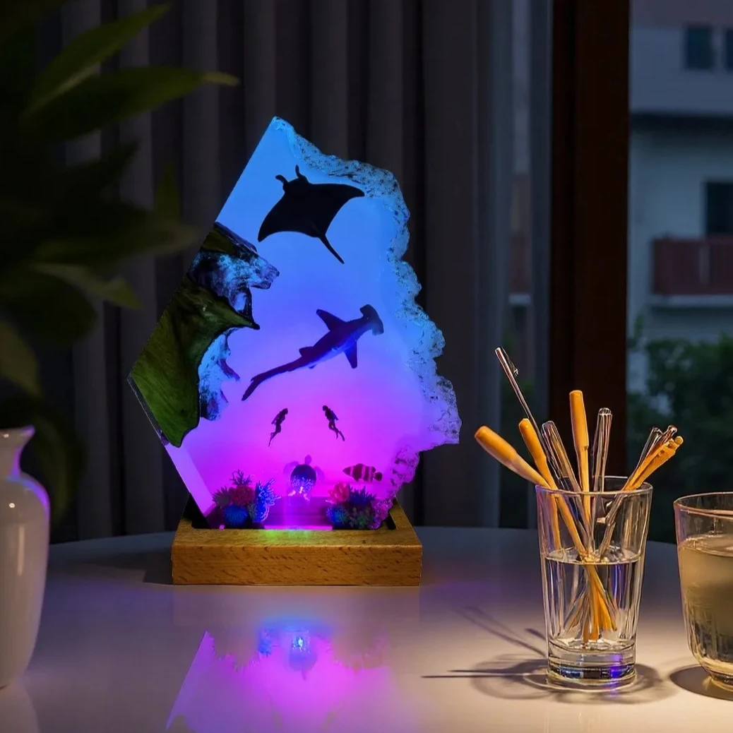 

Морская серия, смола, твердая древесина, светящиеся декоративные предметы, праздничный подарок, элитная атмосфера, украшения для дома, подводный мир