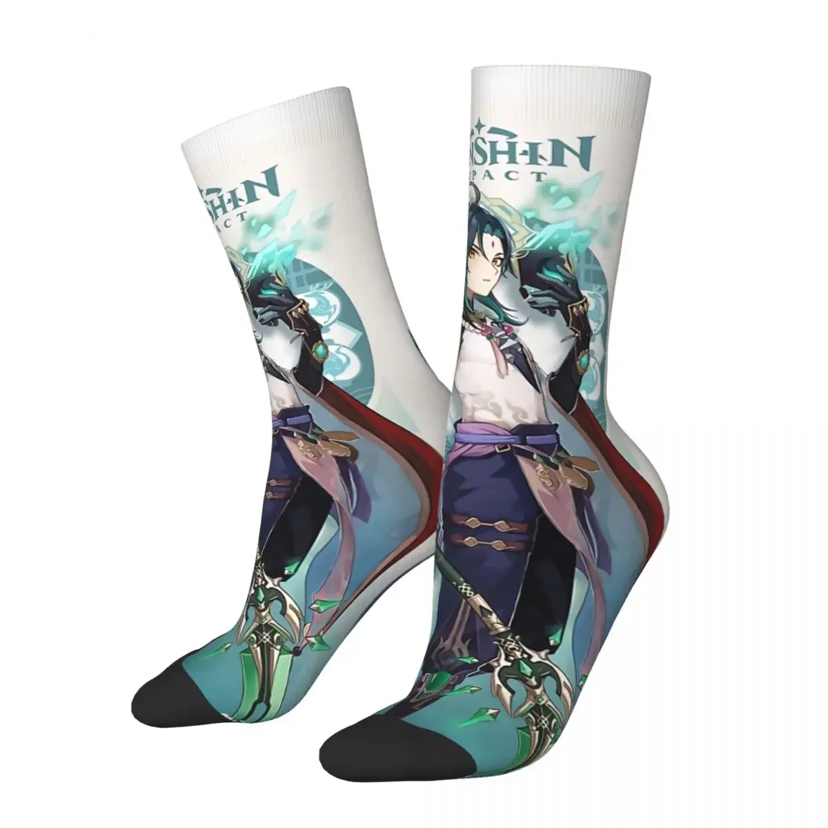 

Xiao Genshin Impact Kawaii Drawstring Socks Shopping Cartoon Pattern Socks harajuku Men Happy hip hop