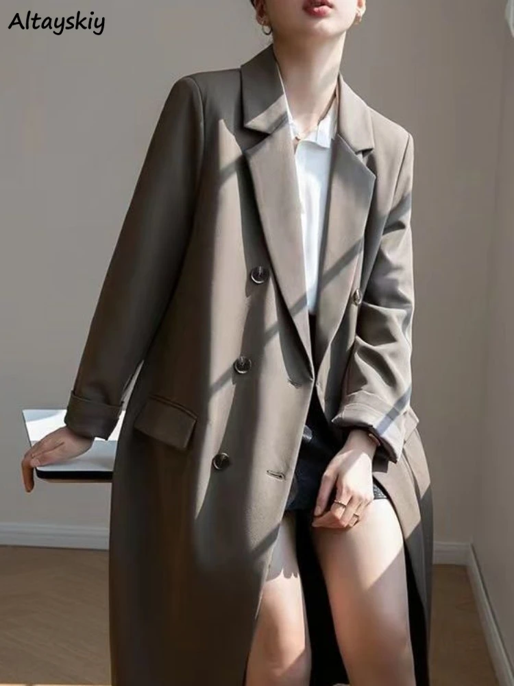 

Loose Blazers Women Solid All-match Autumn Office Lady New Long Creativity Korean Style Vintage Charming Basics Cool Prevalent