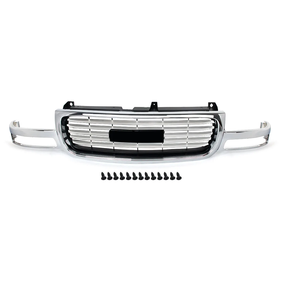 Chrome Front Bumper Grille Modified Grill For 1999-2002 GMC Sierra 1500 For Yukon XL Front Upper Grille Air Inlet Mesh Grills