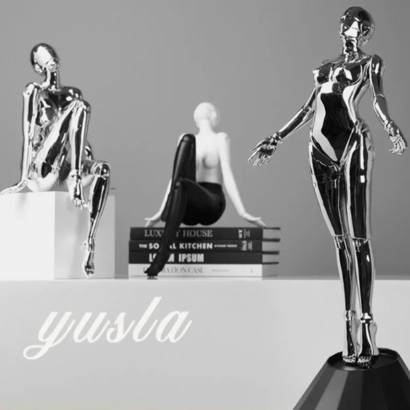 Figurines for Interior Modern Art Resin Tabletop Accessories Mechanical Goddess Figure Sculpture Hoom Decoration Best Gifts