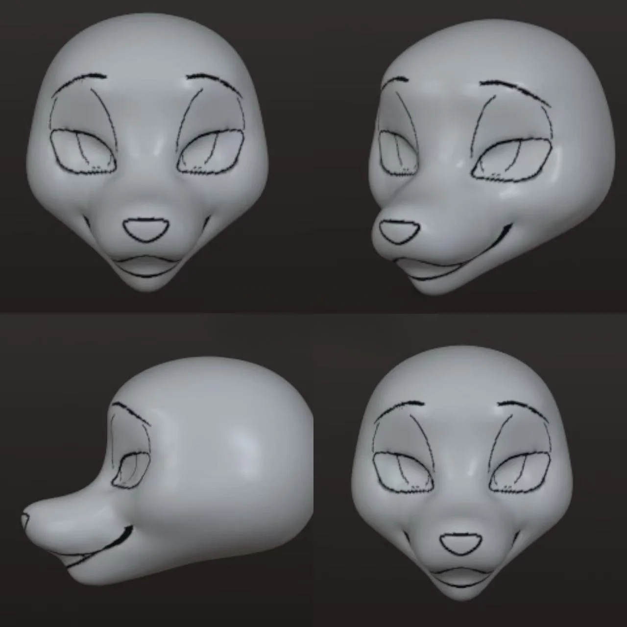 American Style Medium Long Kiss Handsome Fox Animal Suit Skull PETG Material 3DPrinting Fury DIY Semi-finished Anime Accessories