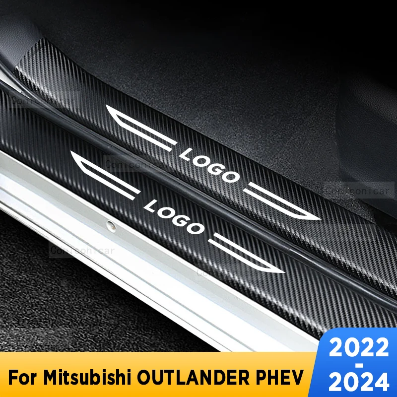 

Car Door Sills Scuff Plate Threshold Protector Interior Imitation Carbon Fiber For Mitsubishi Outlander PHEV 4 MK4 2022-2024