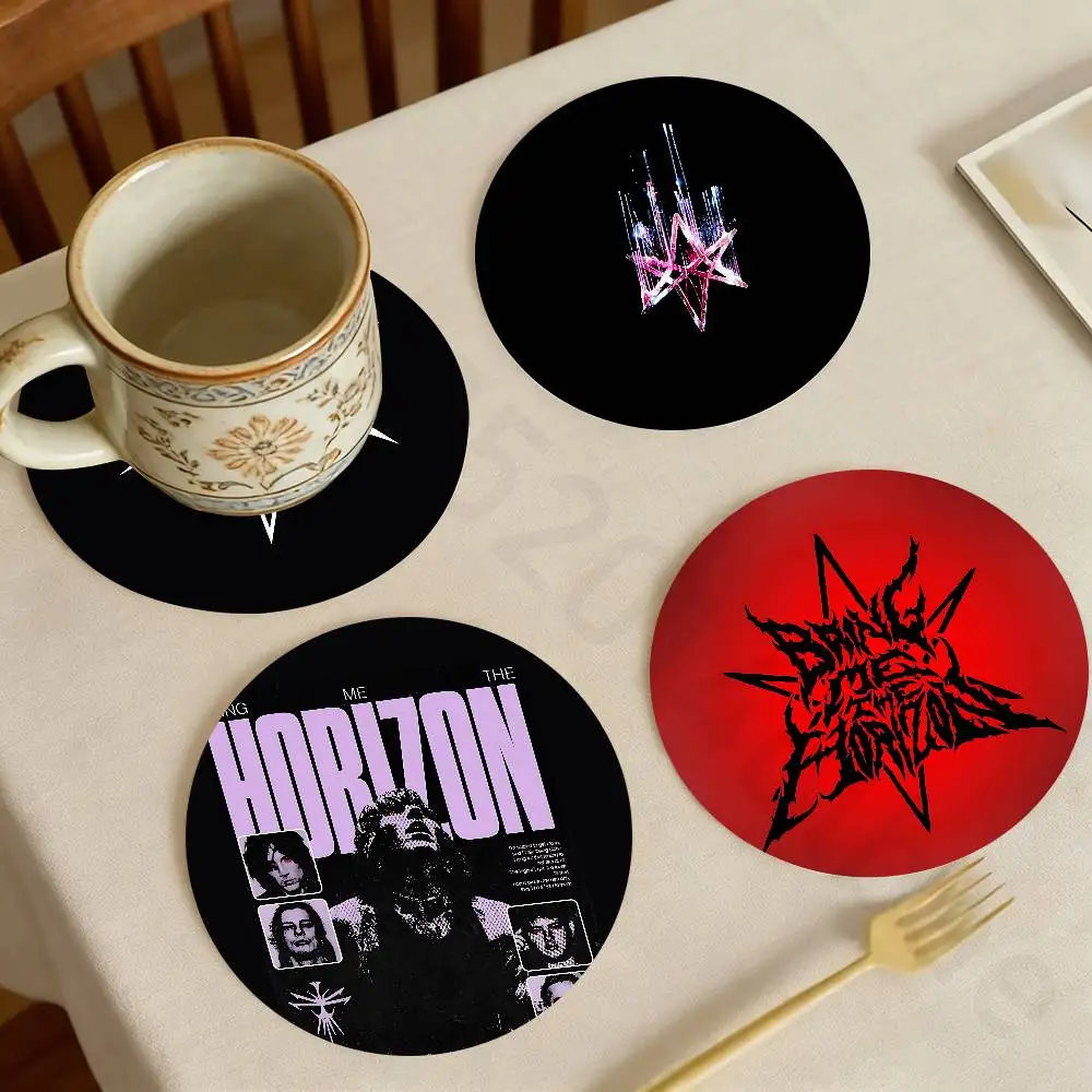 

B-Bring Me The Horizon Wooden Cup Coaster Tea Coffee Beverage Colour Printing Cup Mat Home Restaurant Decorations