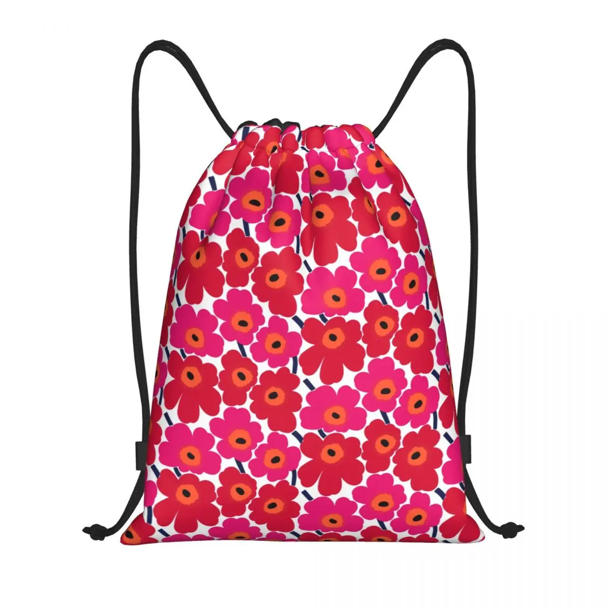 Custom Little Poppy Print Drawstring Backpack Sports Gym Bag for Women Men Fashion Modern Style Training Sackpack