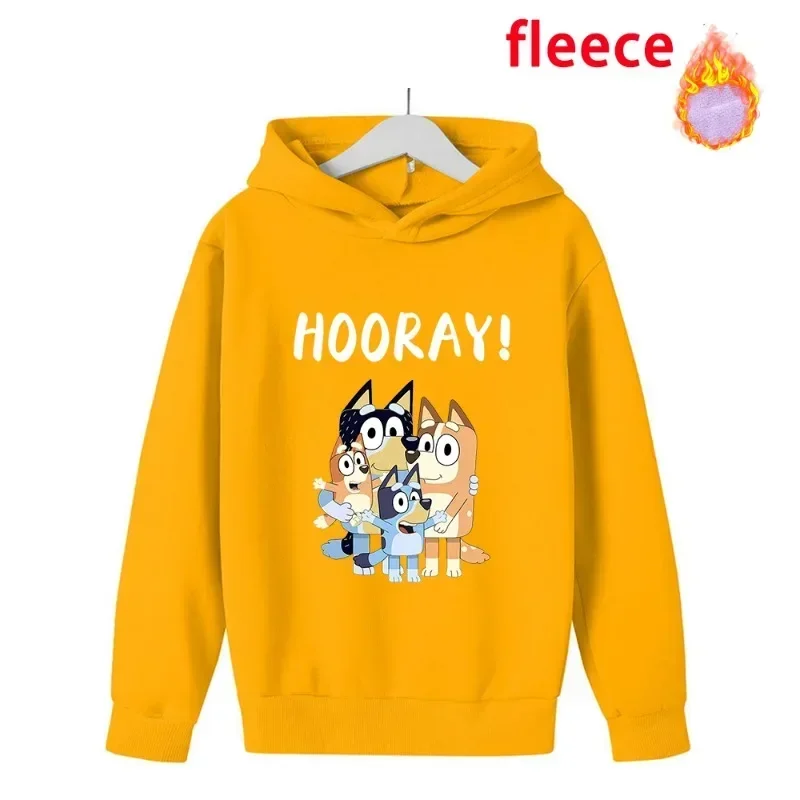 Bluey Children Clothing Thickening Hoodie Anime Bluey Bingo Warm Autumn Winter Cute Pullover for Girl Boy Clothes Christmas Gift