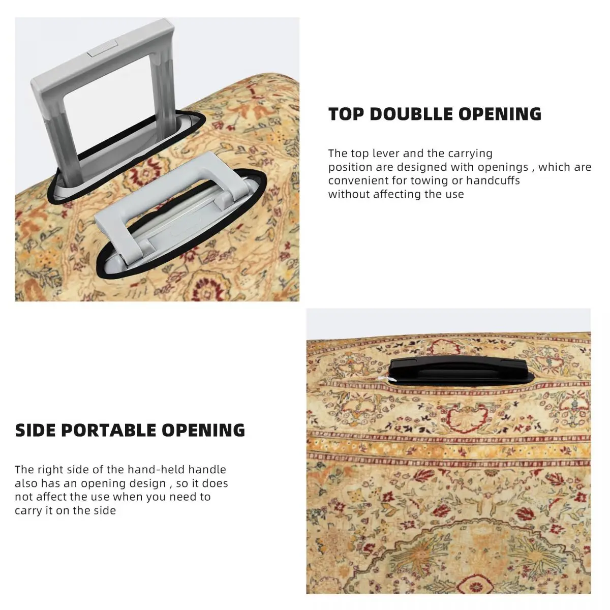 사용자 정의 페르시아 보헤미아 꽃 인쇄 여행 수하물 커버 방진 빈티지 유럽 가방 커버 보호대 맞는 18-32 인치