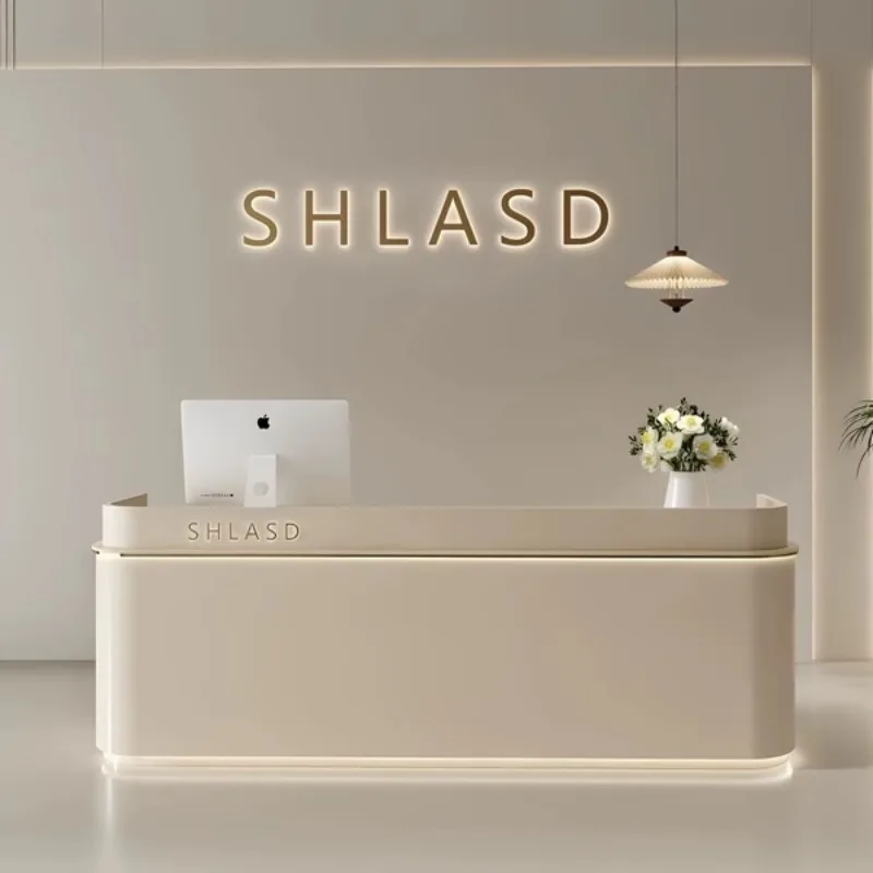 

French Cream Style Reception Desk Simple Modern Hotel Beauty Salon Front Desk Customer Consultation Center Office Furniture FYRD