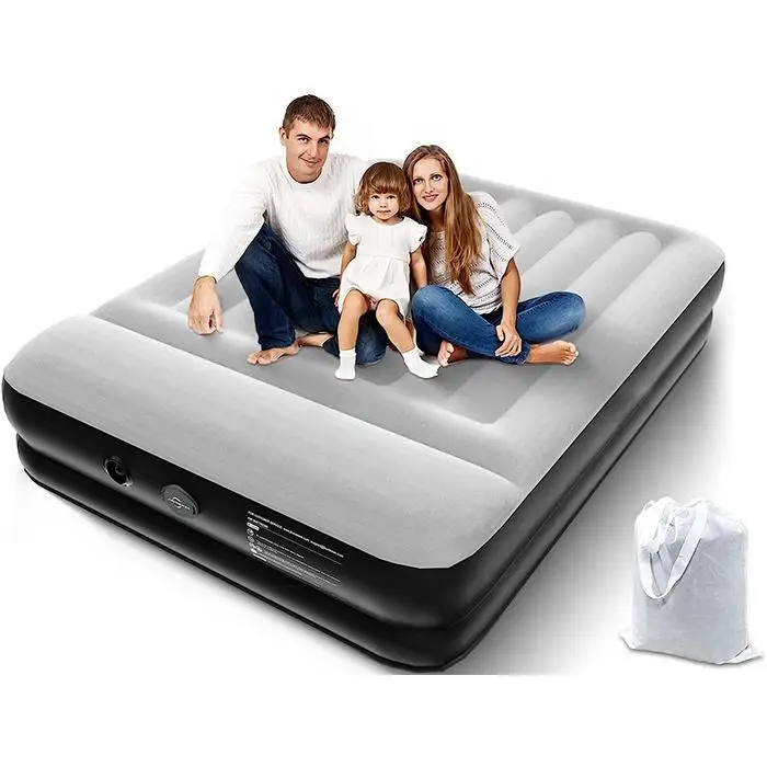 Modern Design Portable Air Mattress Foldable with Built-in Pump Carrying Bag Convertible for Outdoor Camping or Bedroom Use