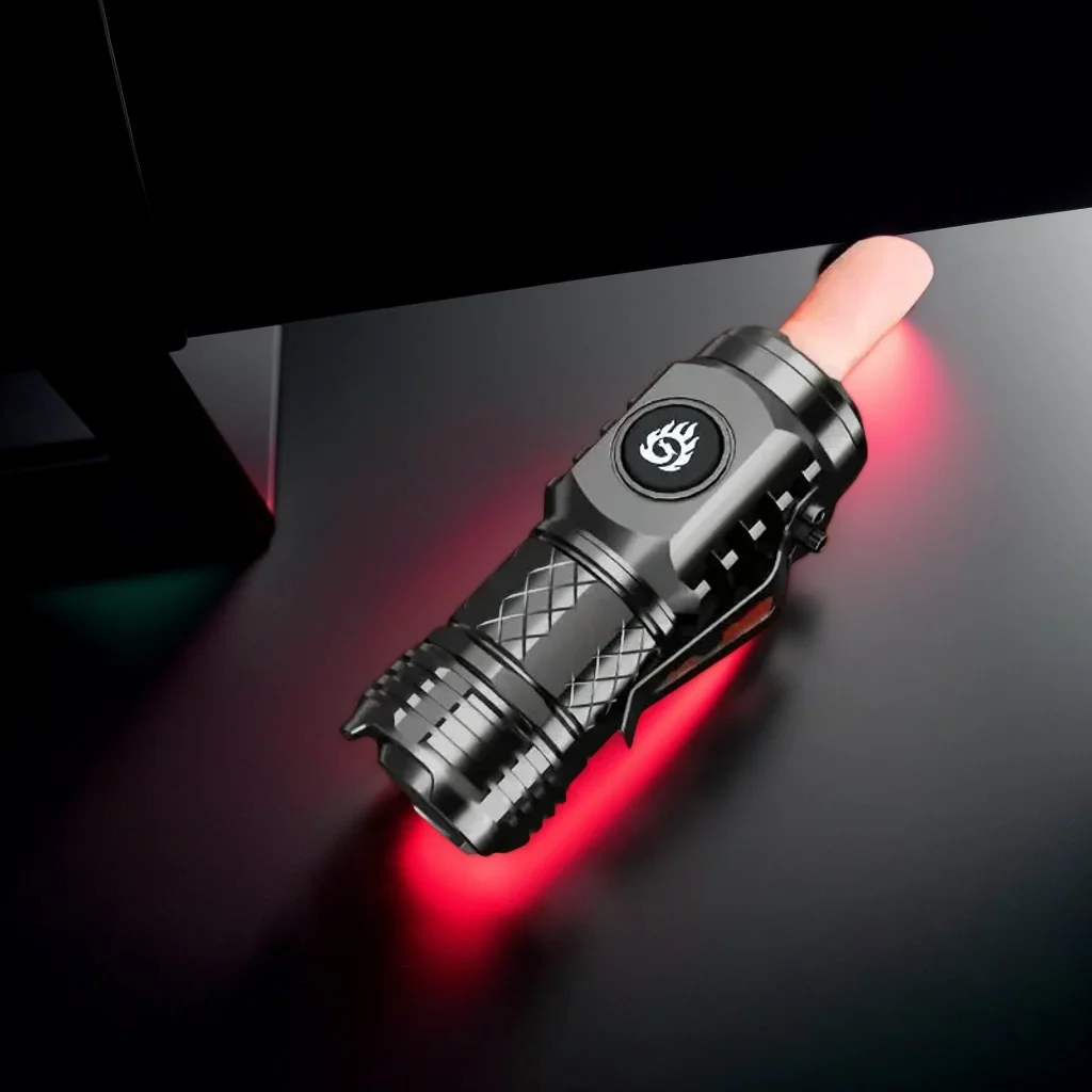 

​ ​ Супер яркий мини-светодиодный фонарик - встроенный аккумулятор, 5 передач, перезаряжаемый для кемпинга, пеших прогулок, путешествий ​ ​