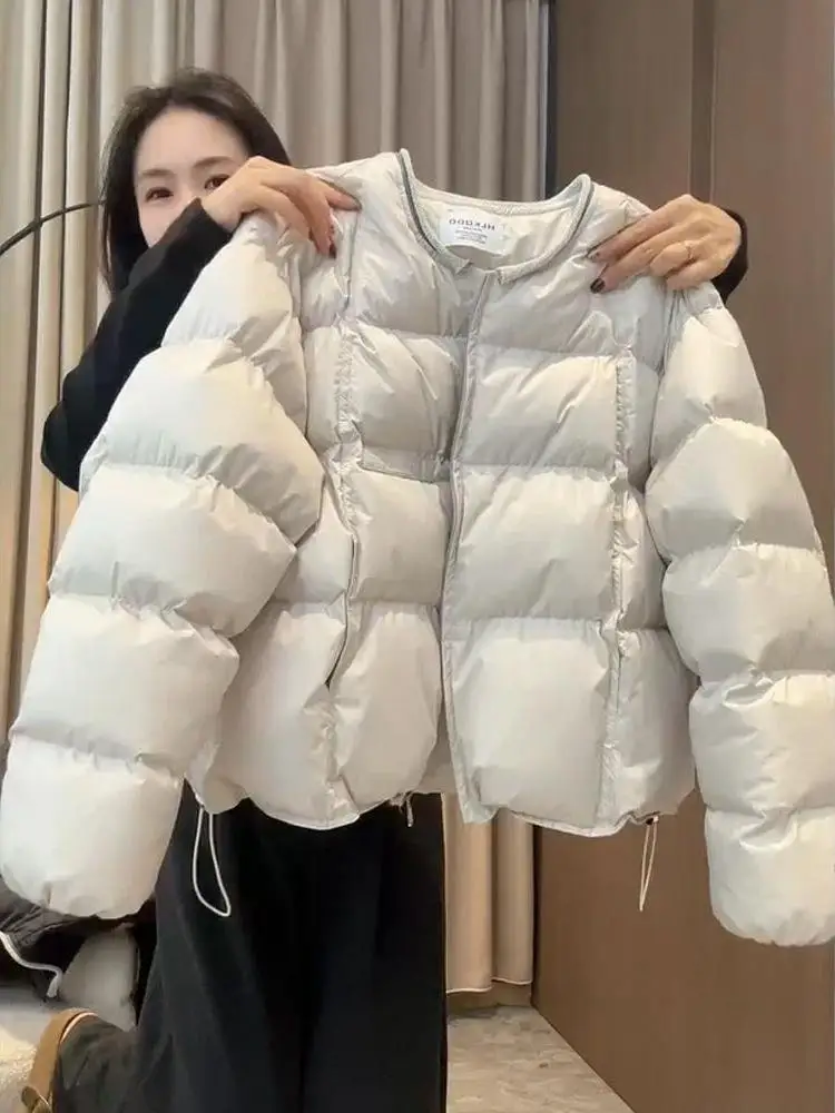 

Зимнее пальто Thiened ort, женское моющееся круглое хлопковое пальто Ne, теплая свободная верхняя одежда, однотонная молния