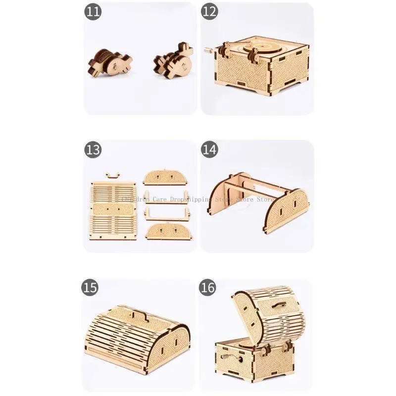 กล่องดนตรีแกะสลักขนาดเล็กของเล่นไม้ทำของเล่นวันหยุดอีสเตอร์ของขวัญที่น่าสนใจ