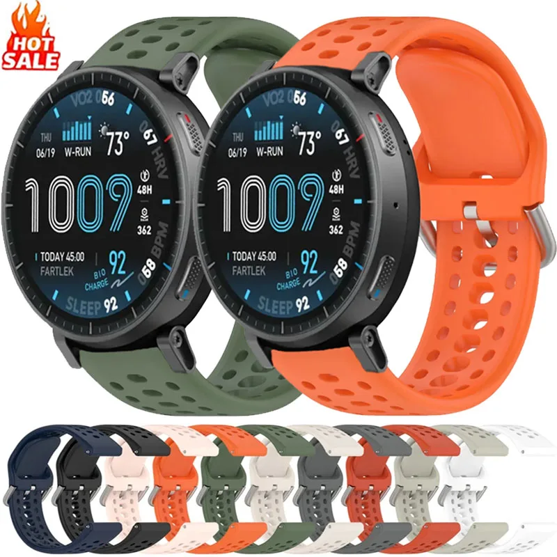 20/22mm Silikonarmband für Amazfit Active Max/Balance 2/Bip 6 Atmungsaktives Armband für Amazfit Active 2/Helio/T-Rex3 Pro 44mm48mm