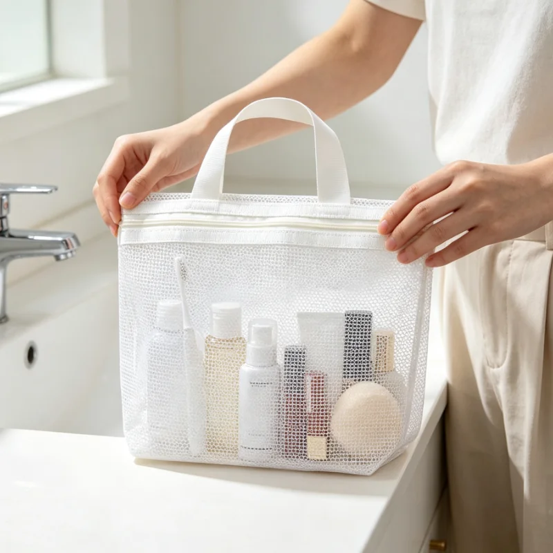 메쉬 소재의 휴대용 여행용 세면도구 가방, 지퍼와 손잡 - Tote Bag Beach 리뷰 및 가격