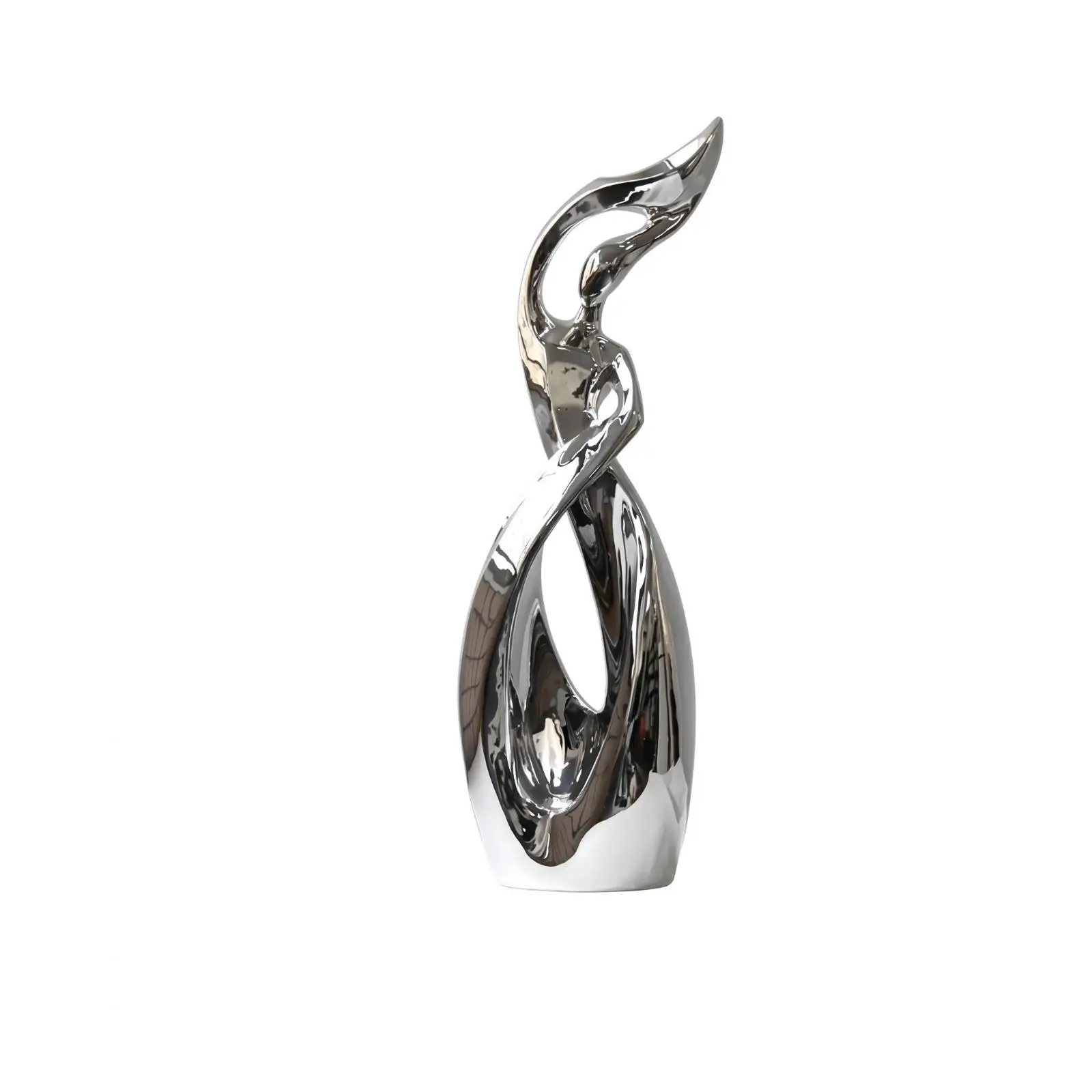 Abstract Human Figure Sculpture With Ring Carvings, Modern Sculpture In