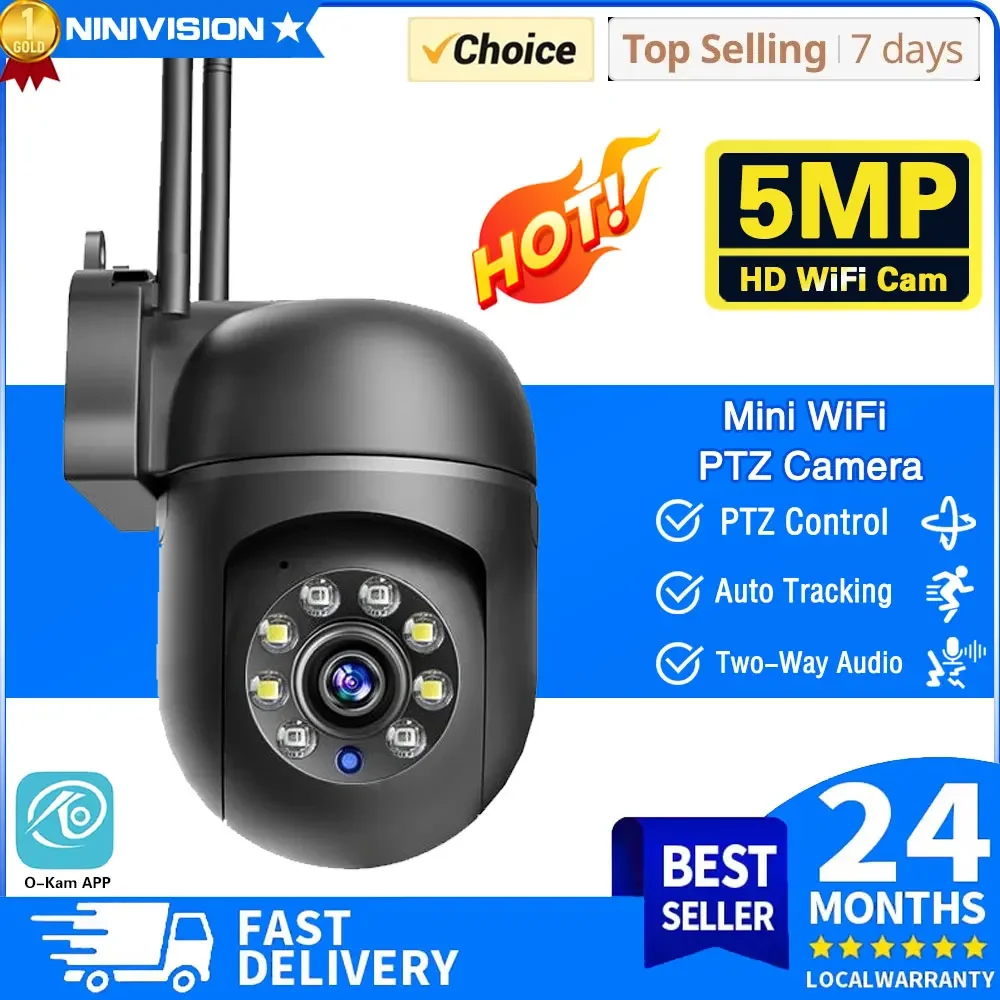 

O-KAM 5MP Wireless Indoor/Outdoor WIFI Camera 1080P CCTV Two Ways Audio Track Security MINI Camera Support 2.4G WIFI PTZ Control