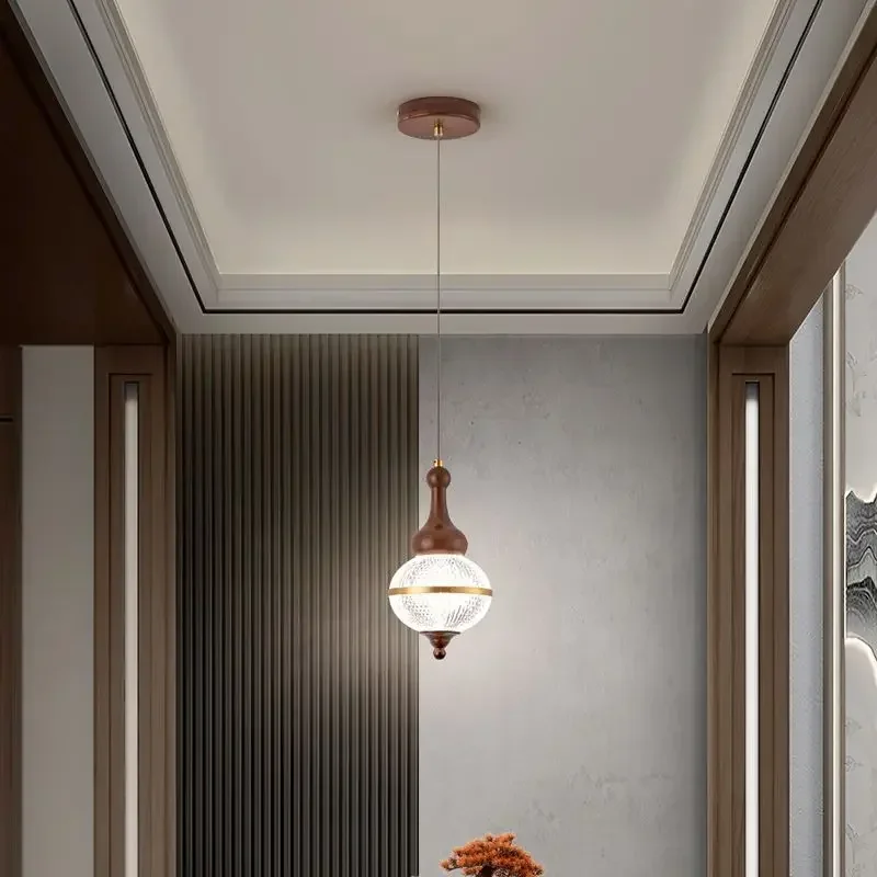 Extremely Simple New Chinese Style Solid Wood Restaurant Staircase Light Chinese Style Pendant Light Indoor Hanging Lamp Fixture