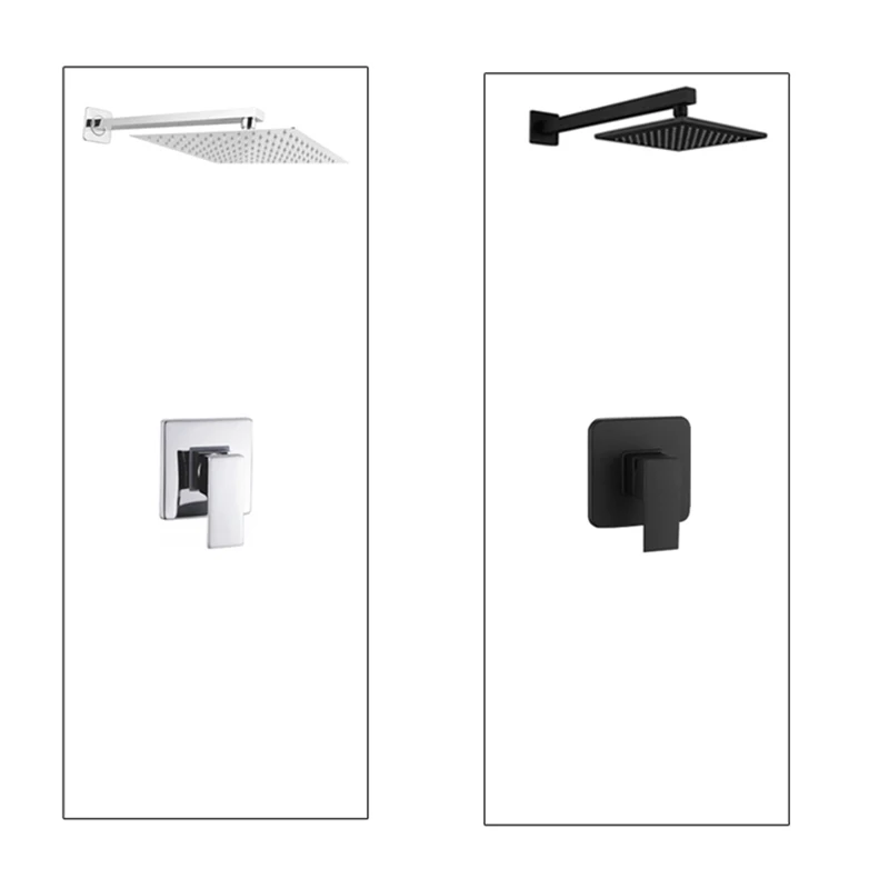 Matte Black Bathroom Shower Faucet Set Ceiling Mount Black LED Shower Head Mixer Tap Rainfall Shower Faucets Kits