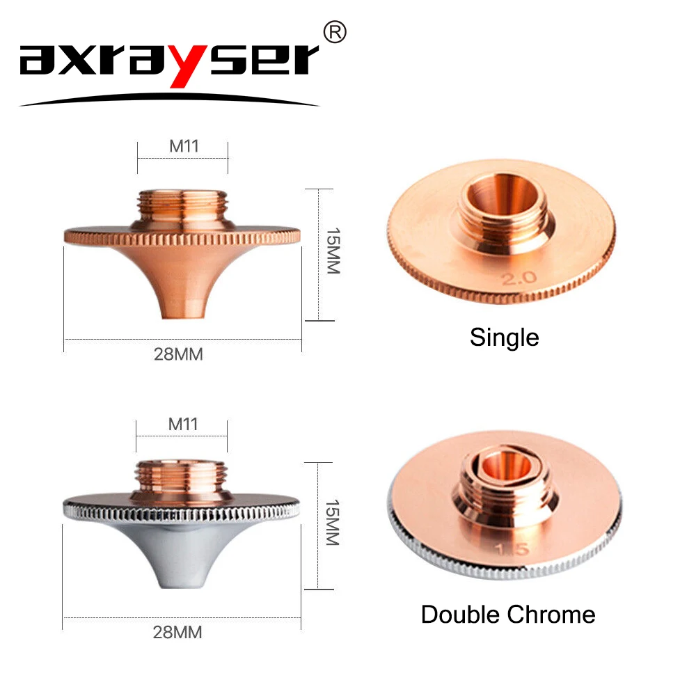 Laser Nozzles Dia.28mm Single Double Layer Caliber 0.8 - 4.0 for OEM Precitec Raytools HANS Fiber Laser Cutting Head