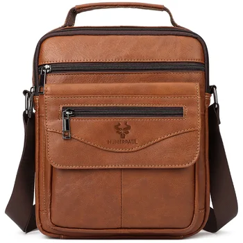 HUMERPAUL Genuine Leather Small Messenger Bag for Men Capacity Sling Crossbody Shoulder Ba