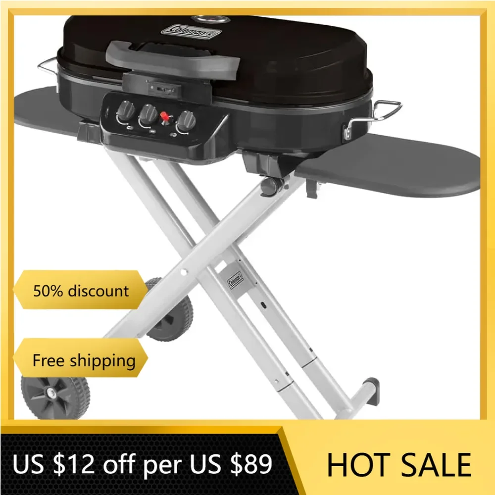 RoadTrip 285 Portable Stand-Up Propane Grill, Gas Grill with 3 Adjustable Burners & Instastart Push-Button Ignition