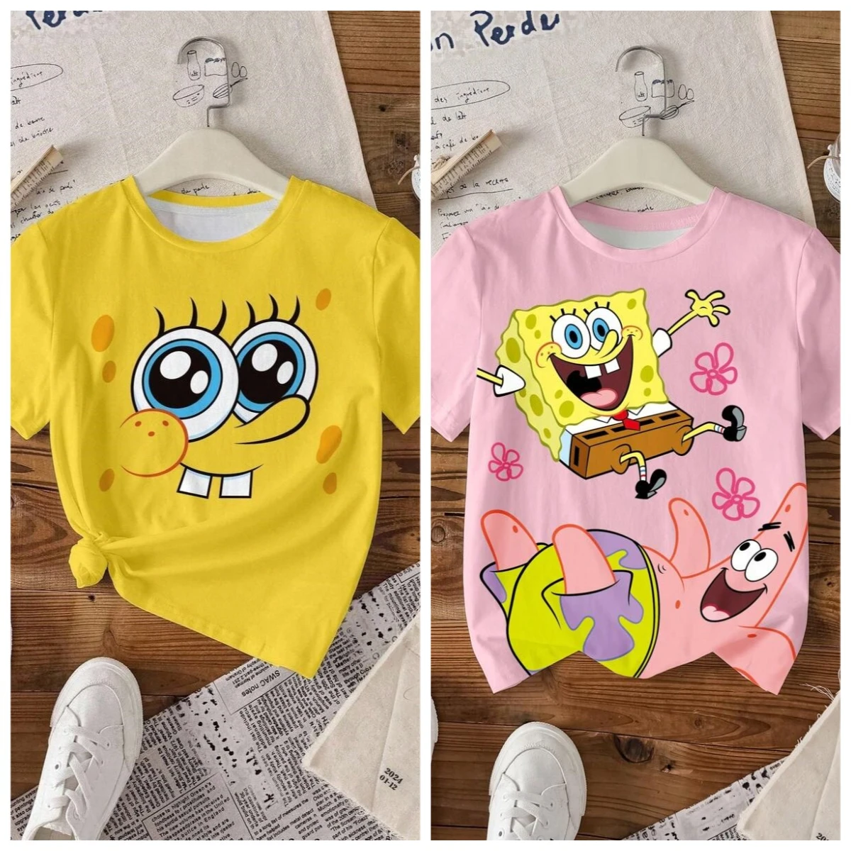 Anime Enthusiasts! SpongeBob SquarePants Children Adult Male Female Parent Child Breathable Street Trend T-shirt Exclusive Gift