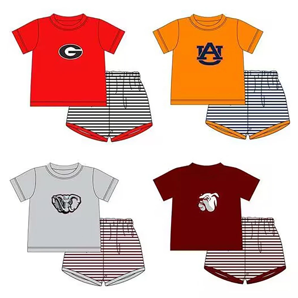 

New hot sale baby clothes Boys style suit Solid color short sleeve top Short sleeve shorts series suit