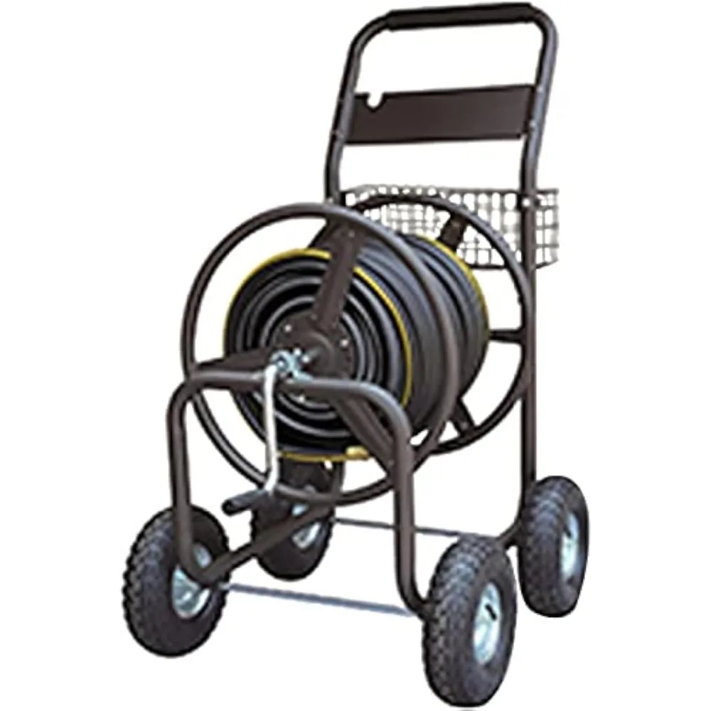 Garden Hose Reel Cart - Holds up to 400 feet of 5/8” Hose - Slide Hose Guide System - Heavy Duty Metal