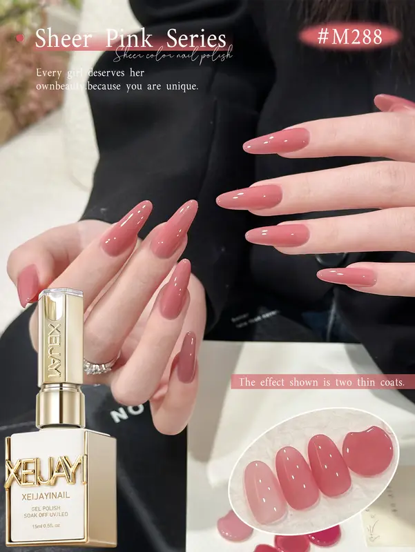 XEIJAYI 1/6pcs Pink Series Gel Nail Polish, 15ml French Nail Gel Polish, Soak Off UV Light Cure Gel Polish For Nail Decoration - Image 11