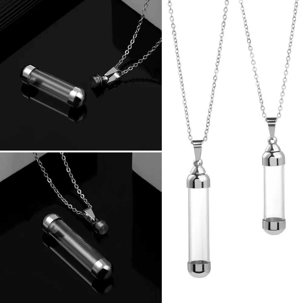 Gift For Ash Sand Steel Chain Lucky Charm Perfume Jars Glass Vial  Wishing Bottle Pendant