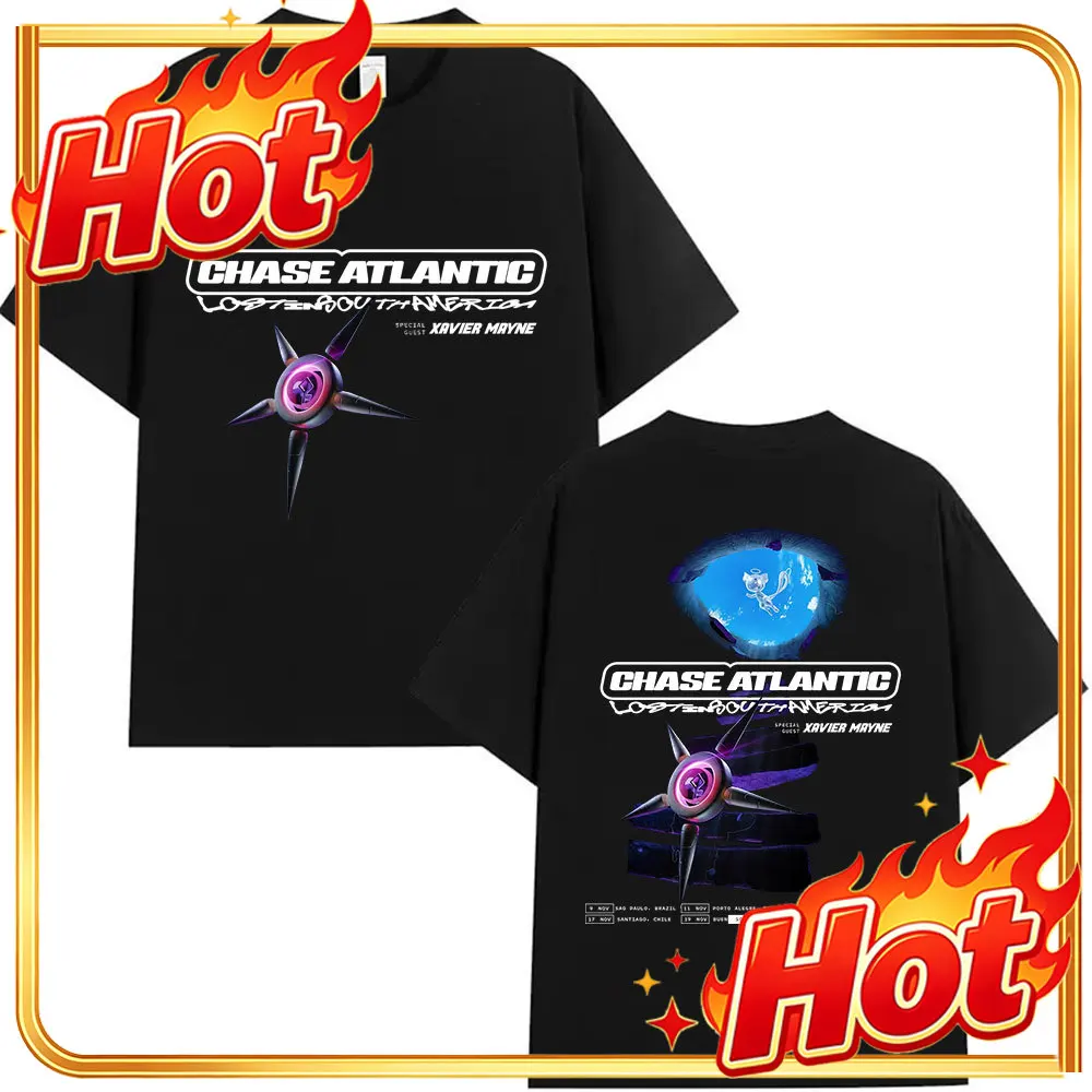 Custom Rock Chase Atlantic Lost In South America Tour 2025 Graphic T-shirt Men's Gothic Hip Hop Short Sleeve Cotton T Shirts Str
