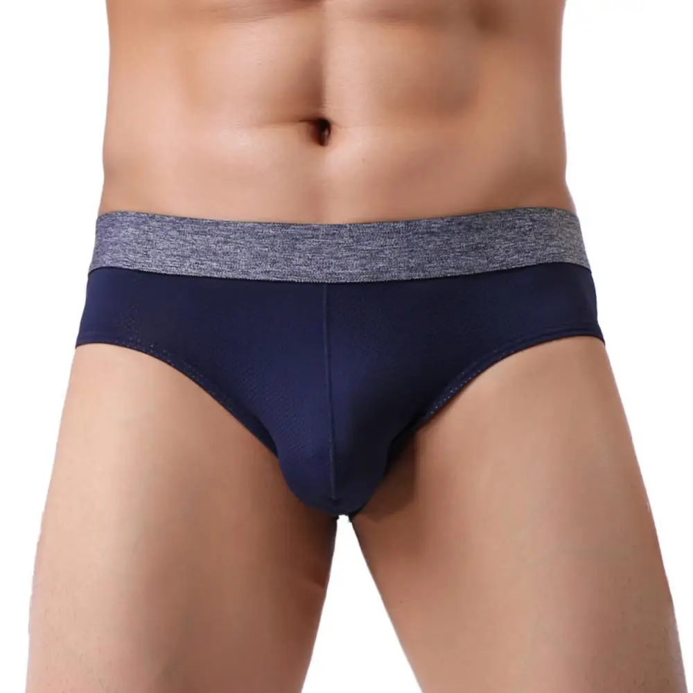 Men\'s Underwear Sexy Briefs Soft Breathable Mesh Underpants Shorts Elastic Panties Brief for Man