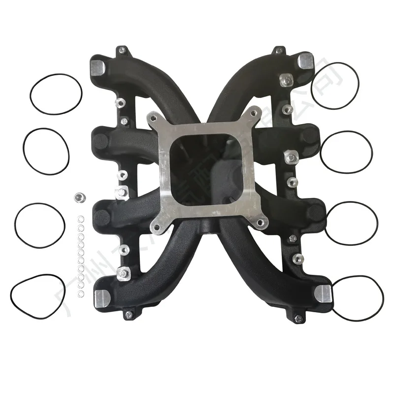 300-132bk Single Plane Intake Manifold Suitable For Gm Ls1/ls2/ls6 Black/silver