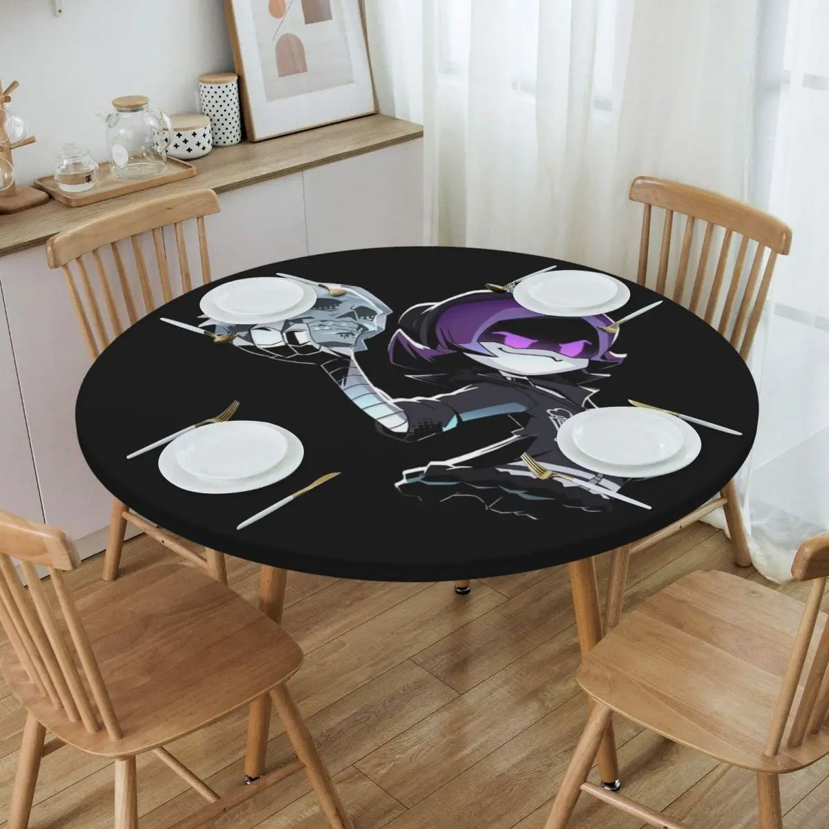Murder Drones Cartoon Anime Waterproof Round Tablecloth Oilproof Table Cloth for Kitchen Events Dining Table Cover
