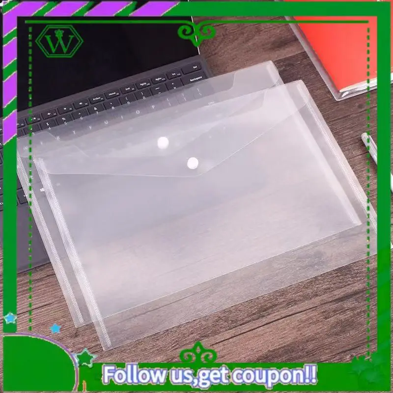 

Reliable-50PCS Transparent Waterproof Envelope Folder With Buttons A4 Size Thickened Plastic Material For School Office