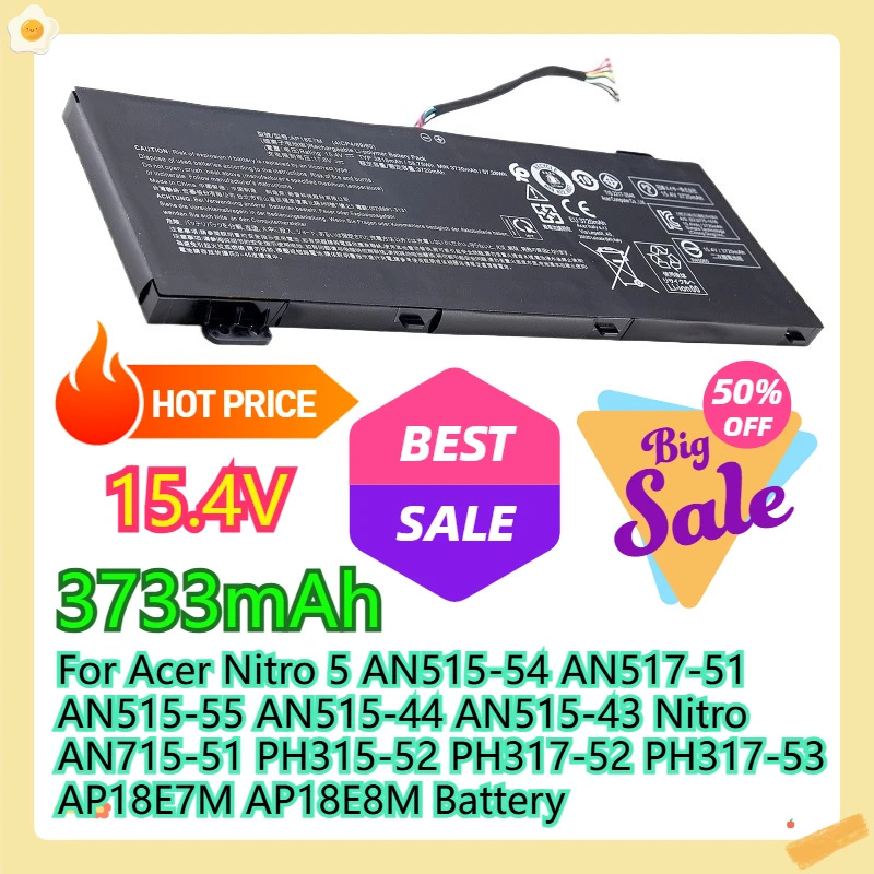

For Acer Nitro 5 AN515-54 AN517-51 AN515-55 AN515-44 AN515-43 Nitro AN715-51 PH315-52 PH317-52 PH317-53 AP18E7M AP18E8M Battery