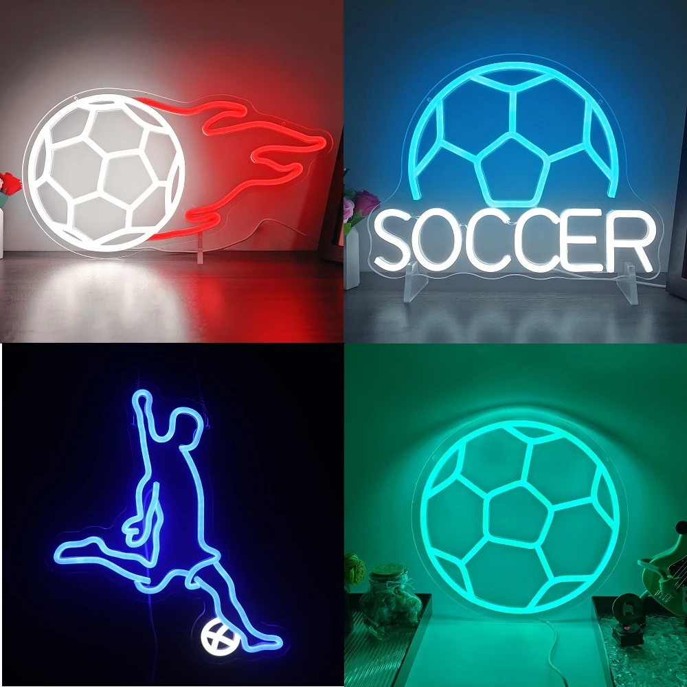 

Soccer Neon Signs Dimmable LED Lights For Wall Decor Football Game Room Decoration For Gym Sports Club Home Party Light Up Sign